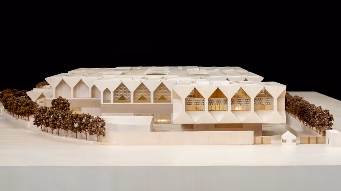 Architectural rendering of the upcoming Kiran Nadar Museum of Art building