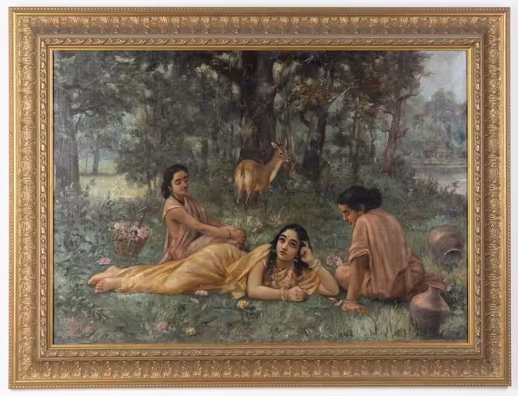 Artwork titled Shakuntala Patralekhan by Raja Ravi Varma