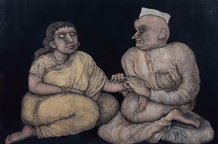 Artwork titled Couple A by Jogen Chowdhury