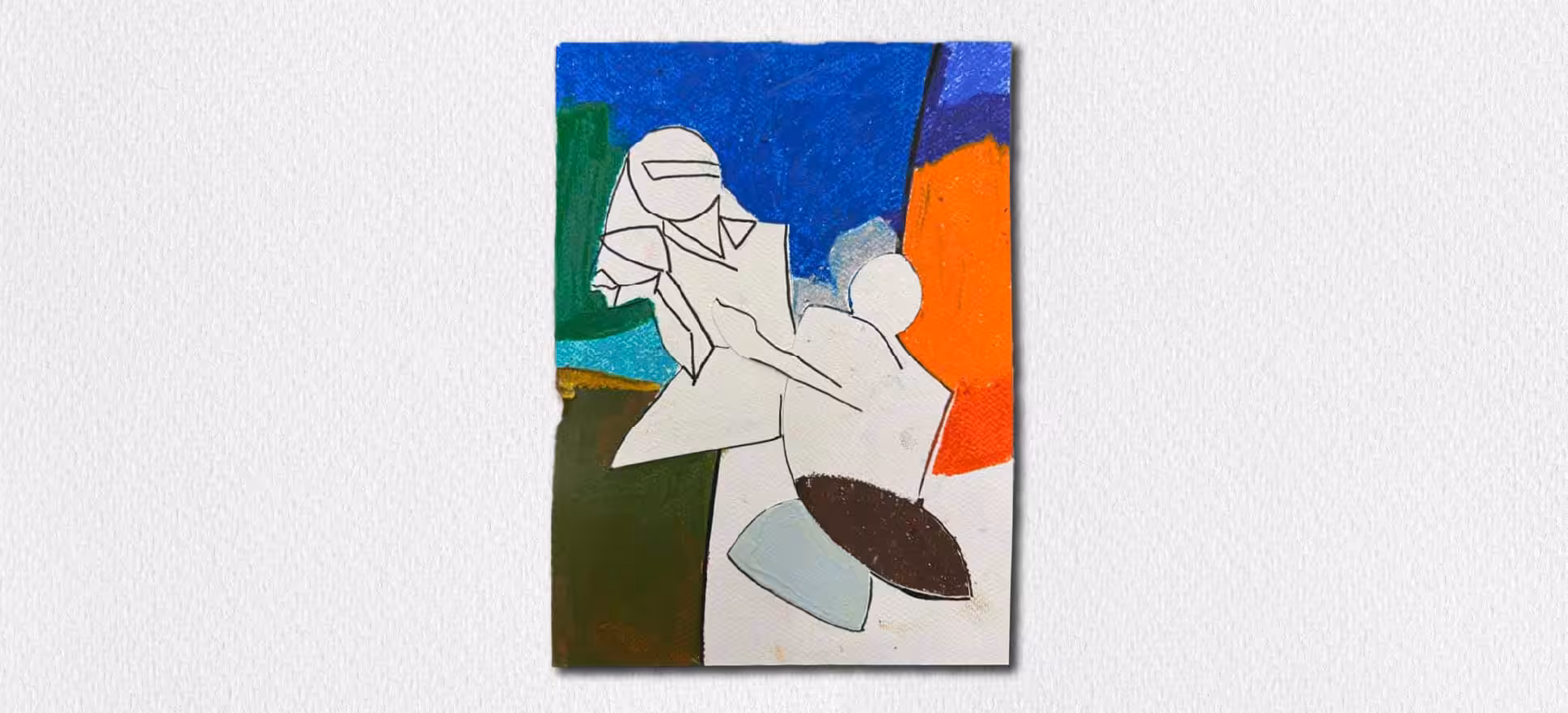 Artwork inspired by TYEB MEHTA's diagonal compositions.