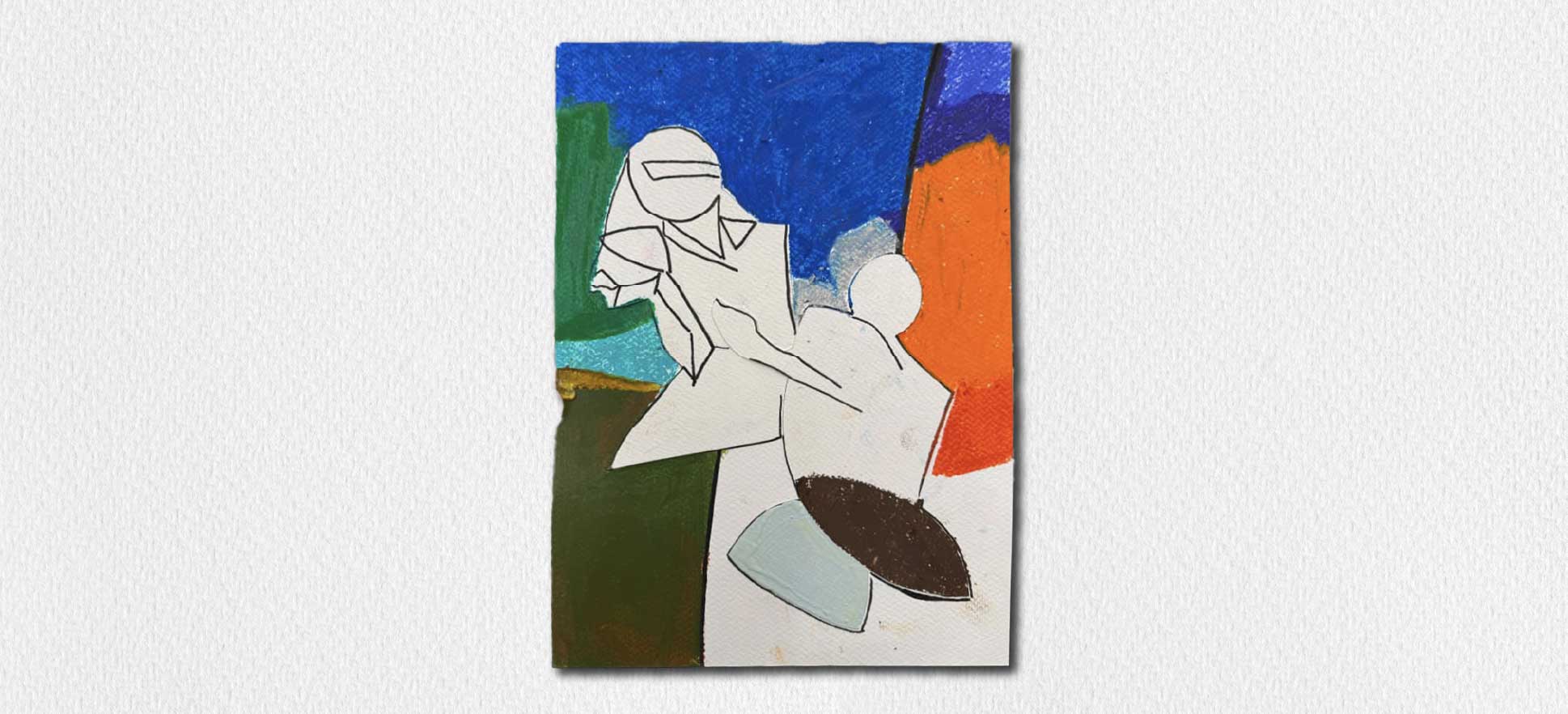 Artwork inspired by TYEB MEHTA's diagonal compositions.