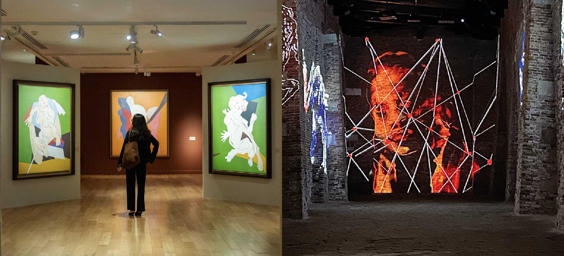 TYEB MEHTA and Nalini Malani exhibition views.
